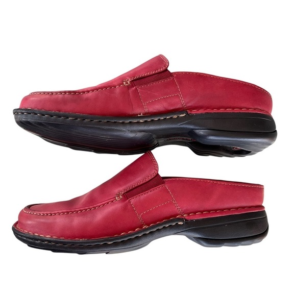 Rockport Red Leather Mules Slip On Clogs Genuine Leather Loafer Vintage Women’s - Picture 5 of 8